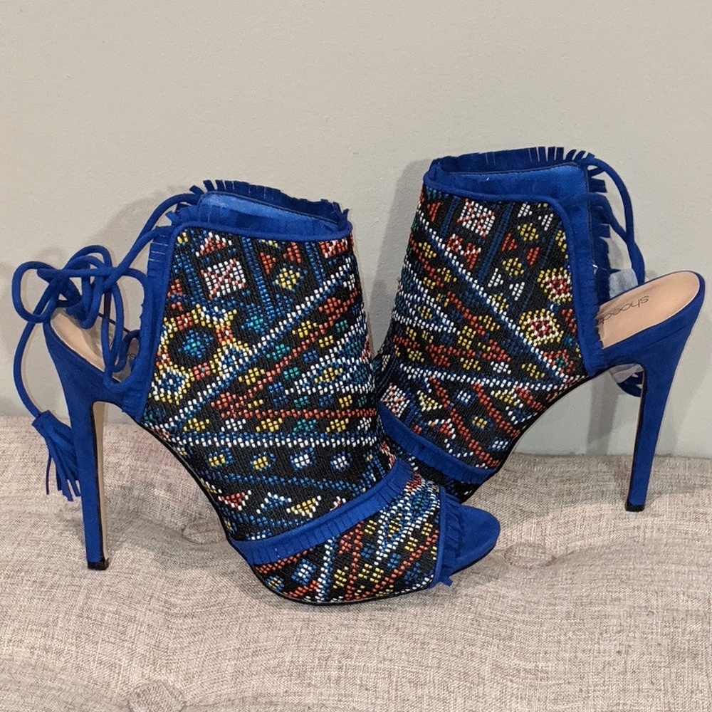 New Shoedazzle Royal Blue Peep Toe Shoetie 11